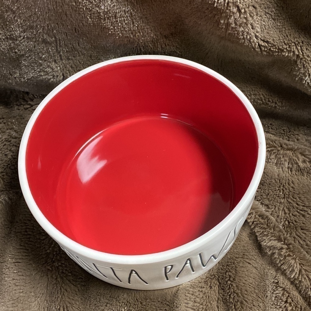 RAE DUNN Santa Paws Dog Bowl 6” X 2 3/4” Red and White - Picture 2 of 5